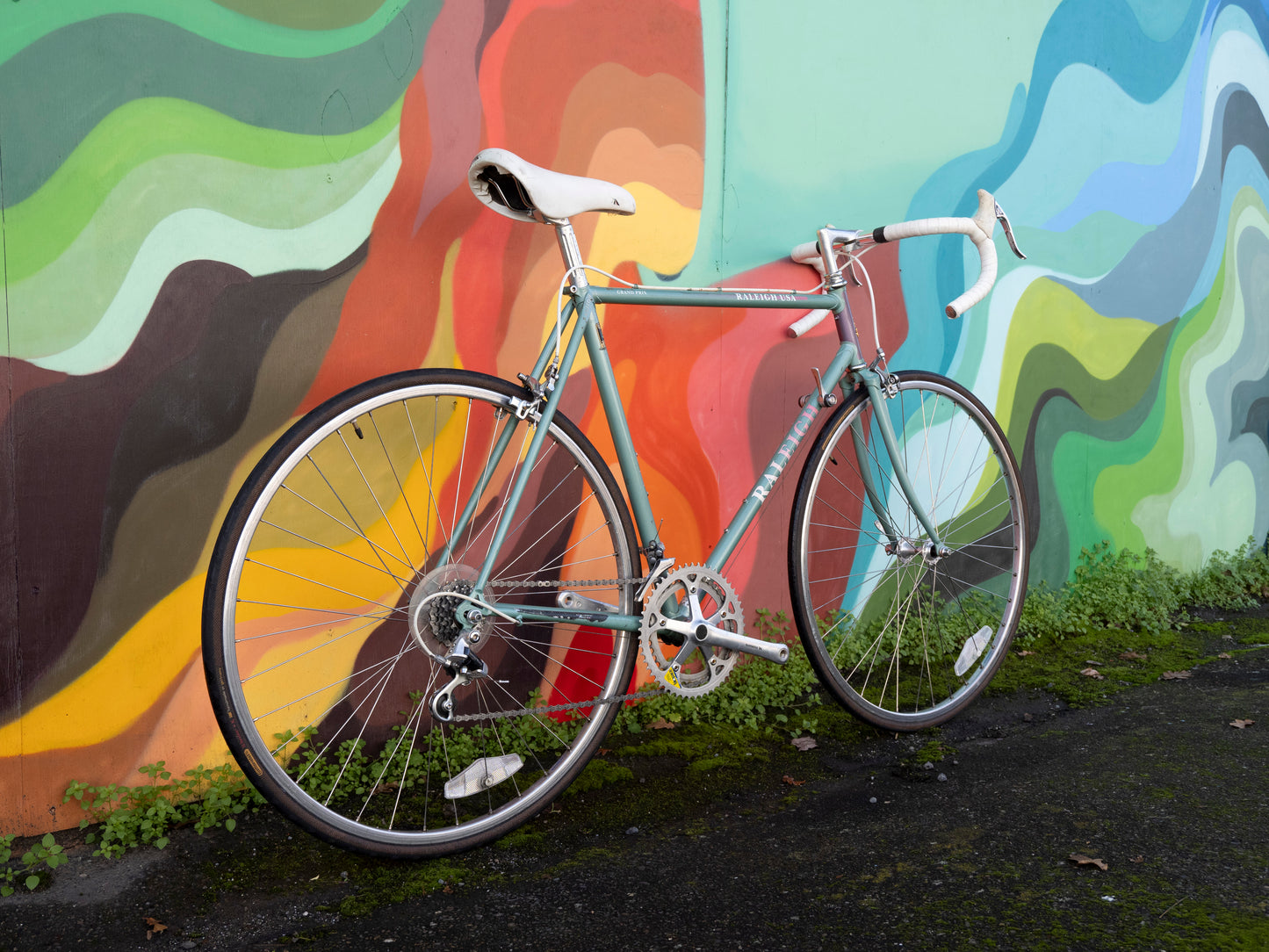 Raleigh Grand Prix Vintage Road Bike, 55 cm/M, seafoam green w lilac & pink