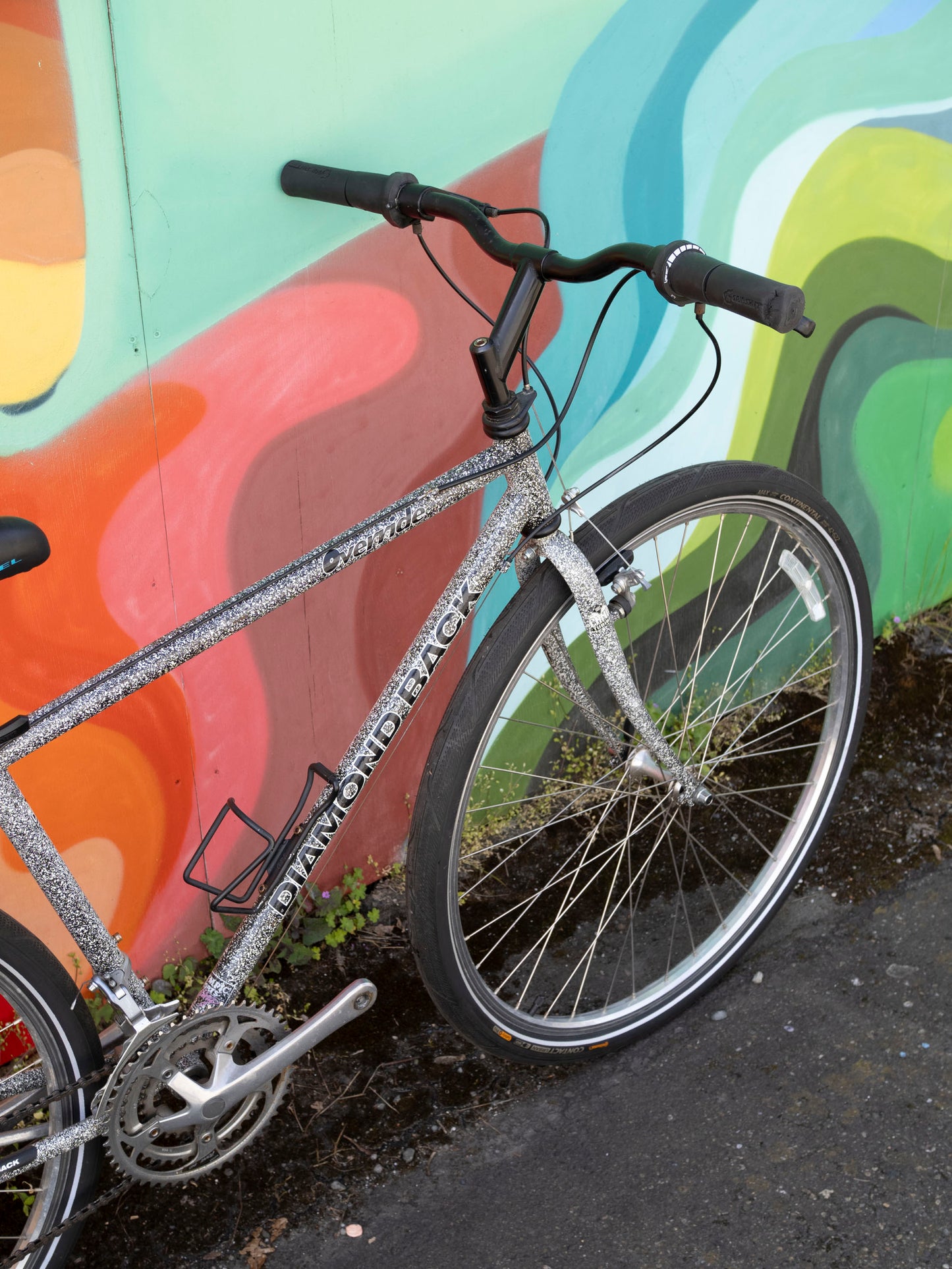 Diamondback Override 90s Hybrid Bike, speckled black & white, 44cm