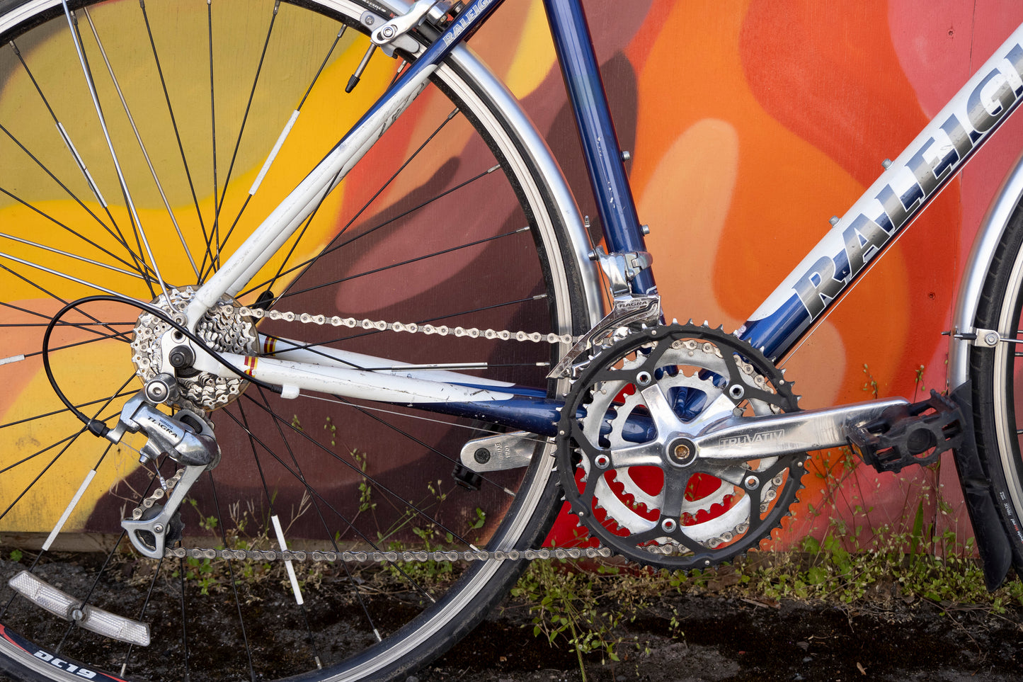Raleigh Cadent 2.0 road bike, commuter build, blue & white, 47cm small
