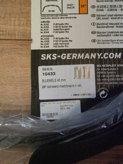 SKS Bluemels Aluminum Plastic Fenders, Black, for 28" x 28-38mm tires
