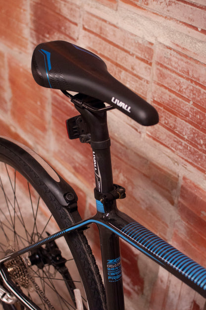 Livall Mustang Carbon Smart Cyclocross Bike, Black and Blue, 47 cm