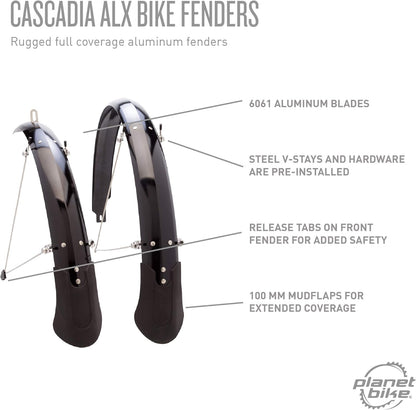 Cascadia ALX Aluminum Fenders, black, 700x40mm