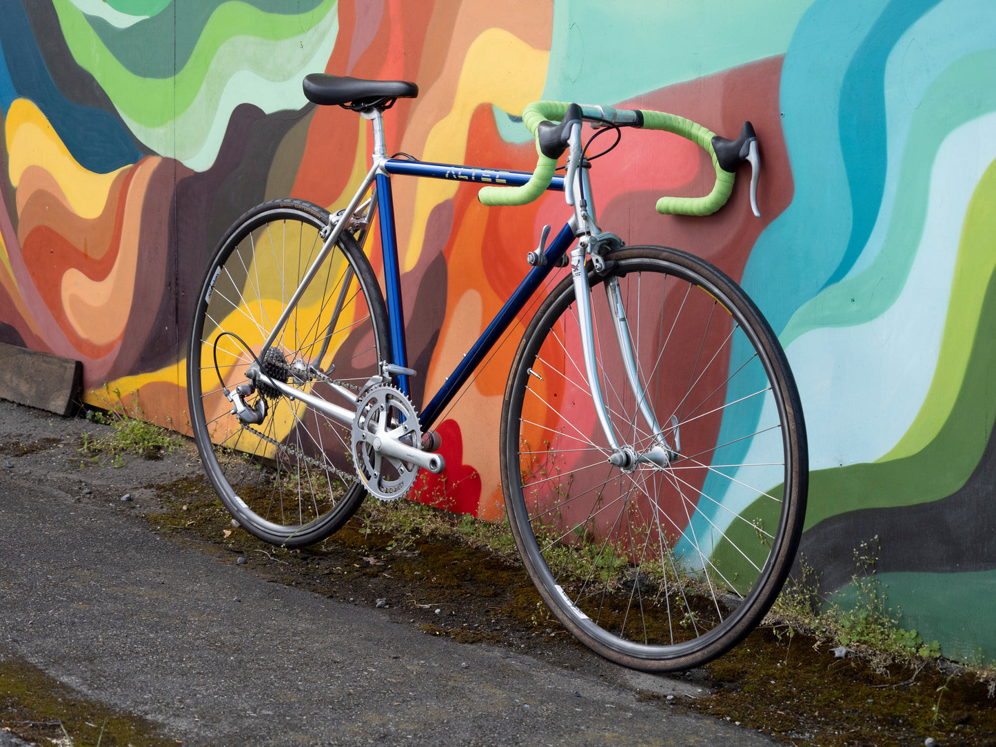 Altec lightweight vintage lugged aluminum road bike, Silver Blue & Green, 52cm/Small-Medium