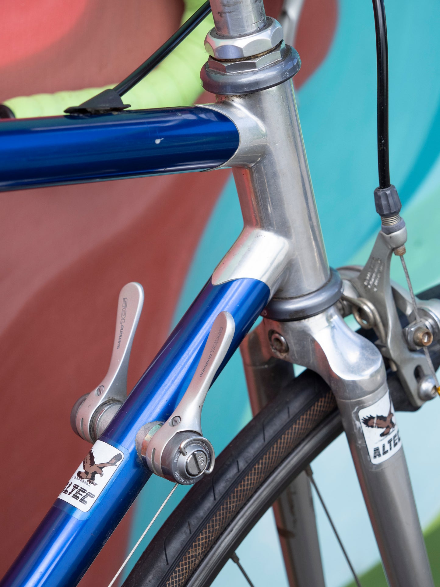Altec lightweight vintage lugged aluminum road bike, Silver Blue & Green, 52cm/Small-Medium