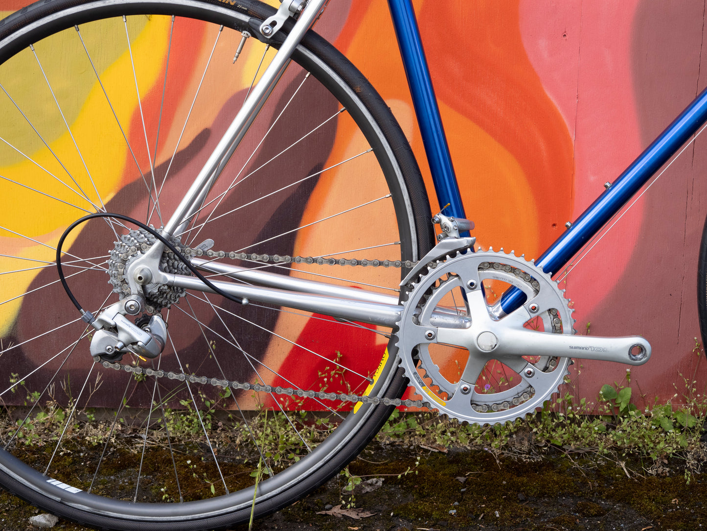 Altec lightweight vintage lugged aluminum road bike, Silver Blue & Green, 52cm/Small-Medium