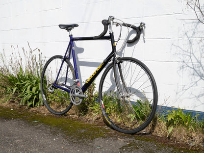 90s Vintage Cannondale Road Bike, Made in USA, Purple, Black & Yellow, 61 cm