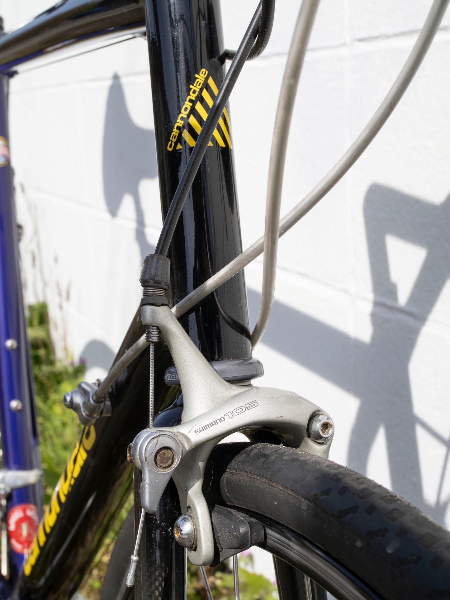 90s Vintage Cannondale Road Bike, Made in USA, Purple, Black & Yellow, 61 cm