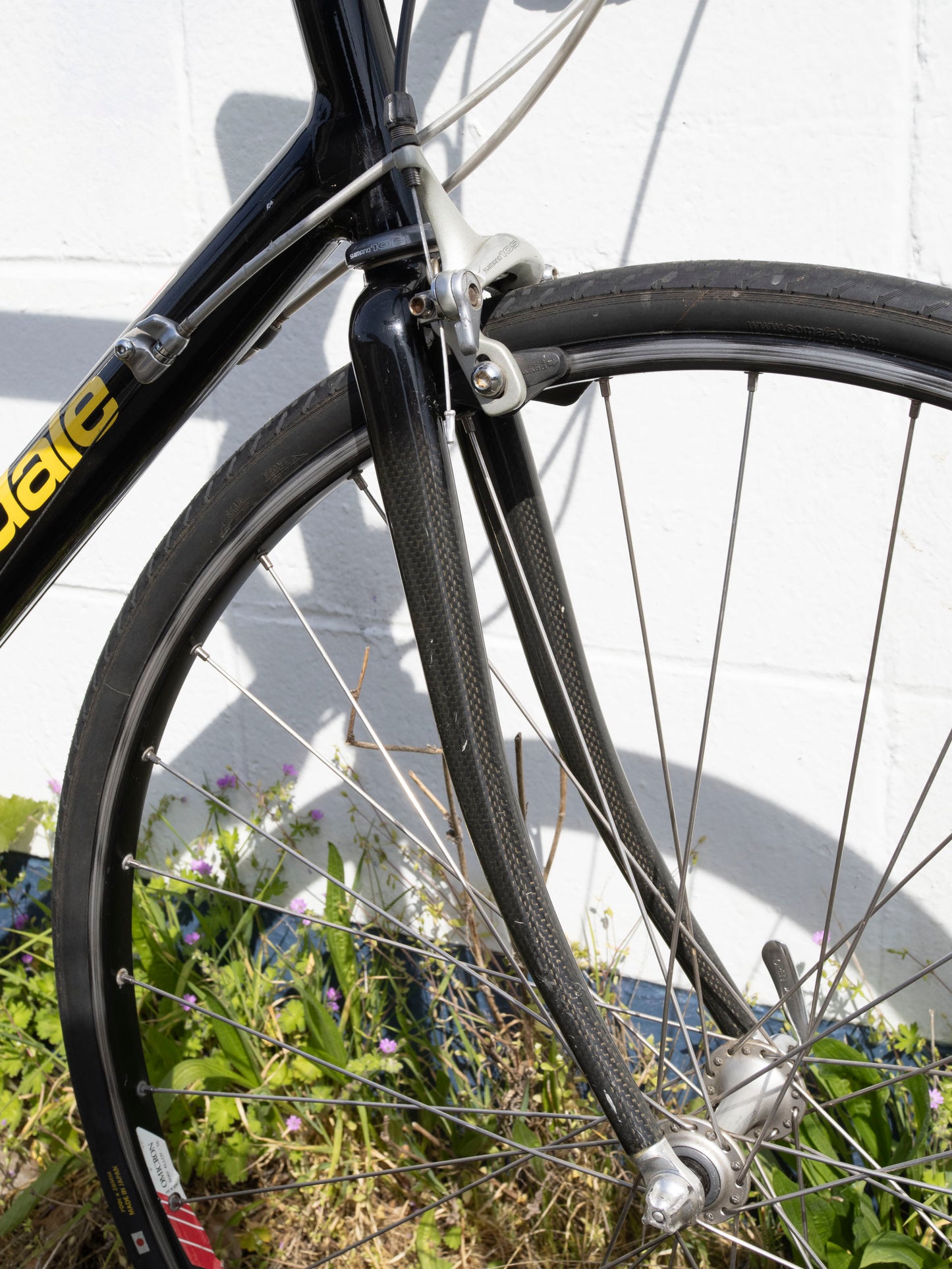 90s Vintage Cannondale Road Bike, Made in USA, Purple, Black & Yellow, 61 cm