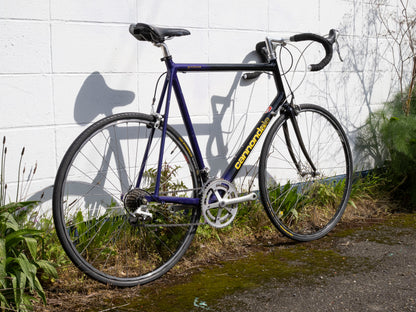 90s Vintage Cannondale Road Bike, Made in USA, Purple, Black & Yellow, 61 cm