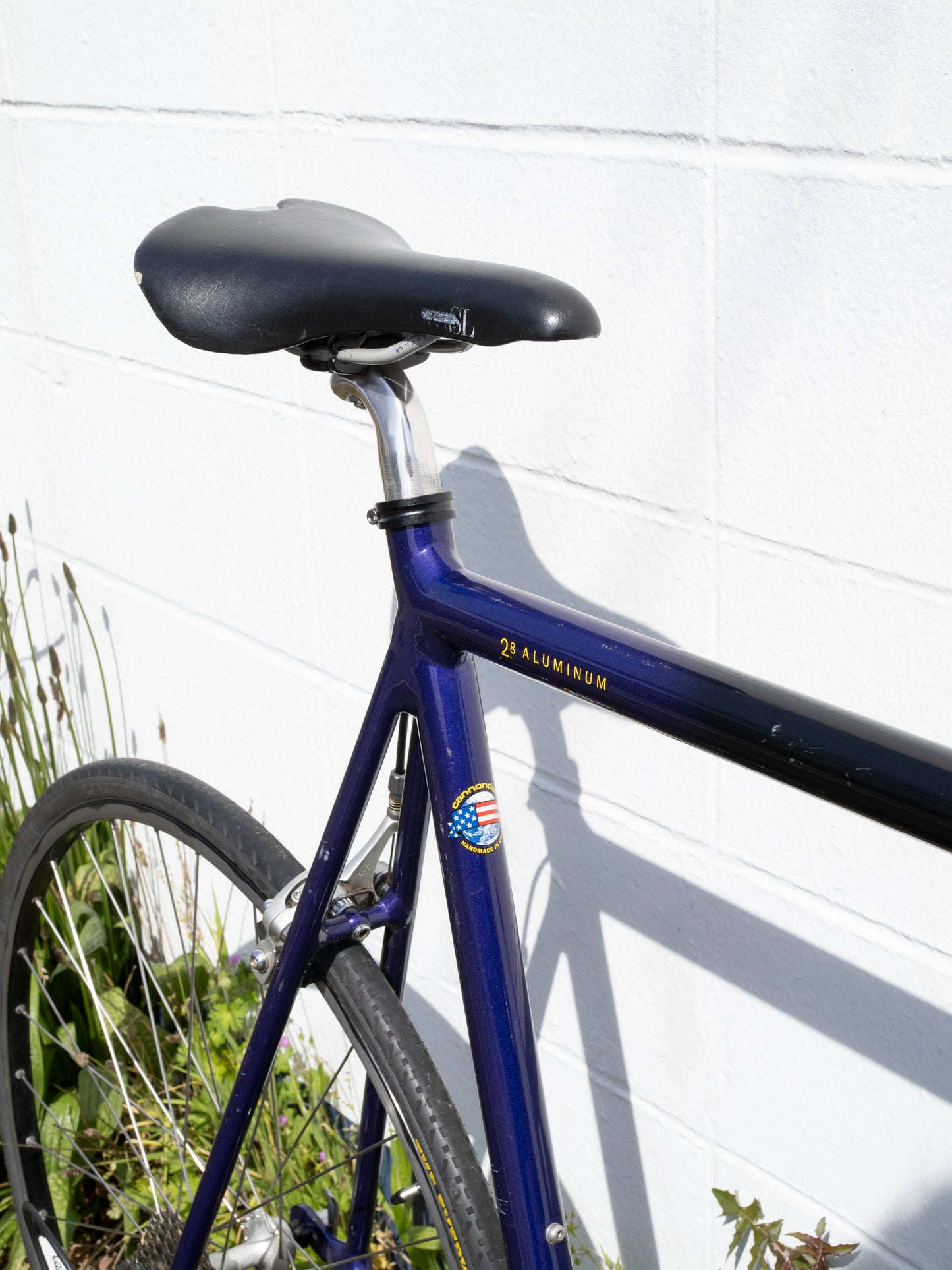 90s Vintage Cannondale Road Bike, Made in USA, Purple, Black & Yellow, 61 cm