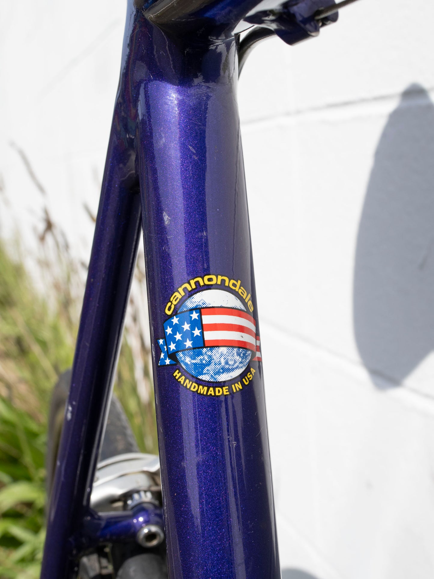 90s Vintage Cannondale Road Bike, Made in USA, Purple, Black & Yellow, 61 cm