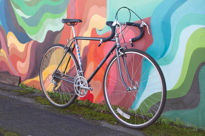 1980s Sekai Grandtour lugged steel road bike, Blue/Silver, 49cm/Medium