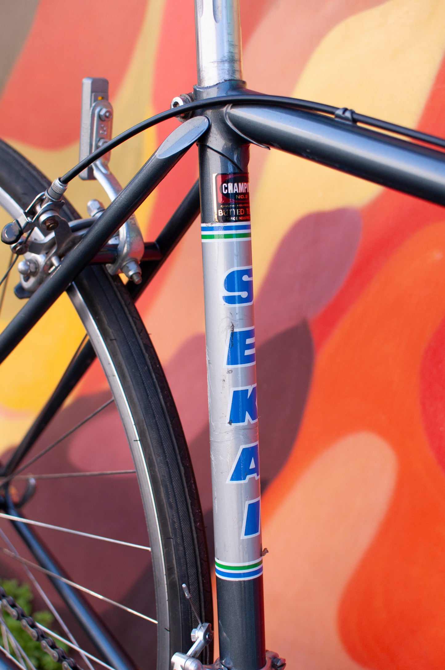 1980s Sekai Grandtour lugged steel road bike, Blue/Silver, 49cm/Medium