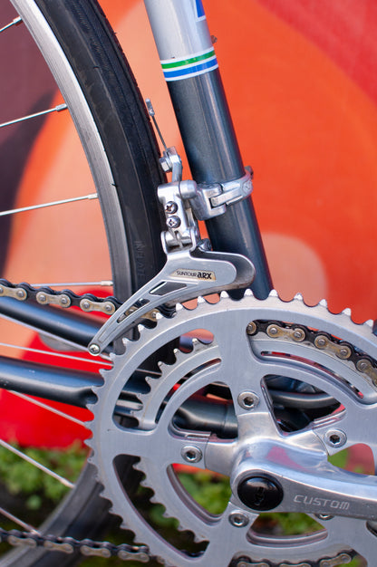 1980s Sekai Grandtour lugged steel road bike, Blue/Silver, 49cm/Medium