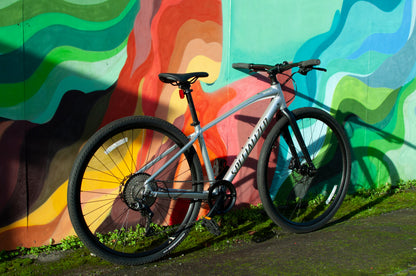 2022 Specialized Sirrus X 3.0 flat bar hybrid bike, Reflective Silver, XS