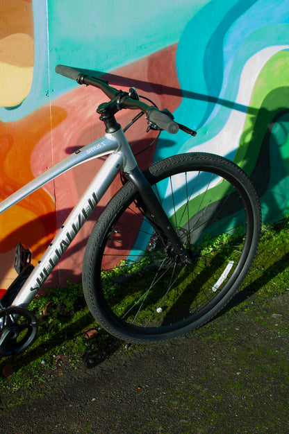 2022 Specialized Sirrus X 3.0 flat bar hybrid bike, Reflective Silver, XS