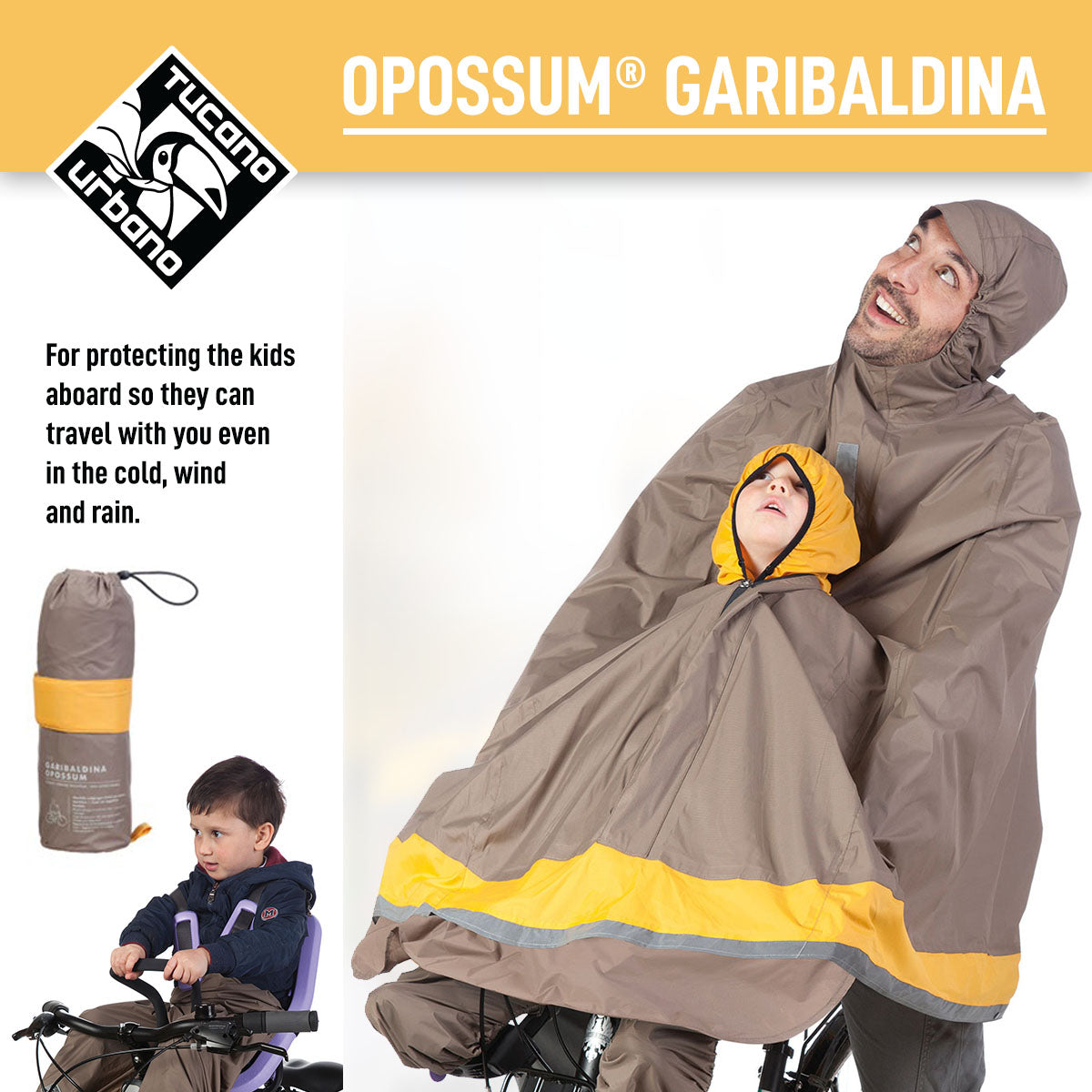Tucano Urbano -  Bicycle Rain Cape - GARIBALDINA OPOSSUM® - Dove–Grey