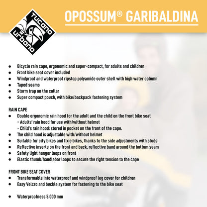 Tucano Urbano -  Bicycle Rain Cape - GARIBALDINA OPOSSUM® - Dove–Grey