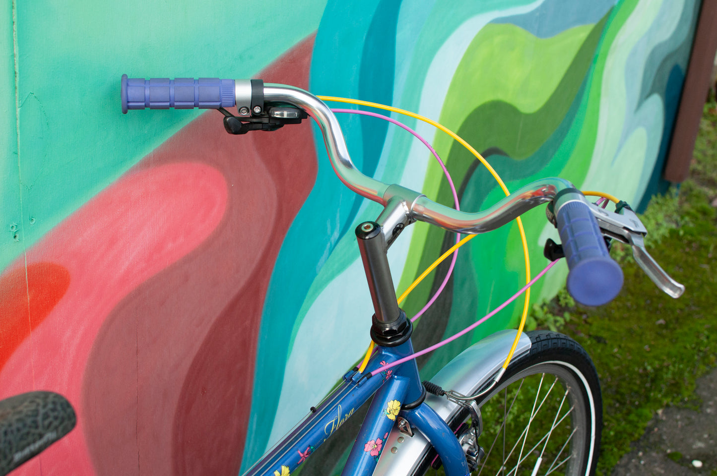 1999 Georgena Terry Flora Commuter Bike, Blue with colorful flowers, 41cm/S