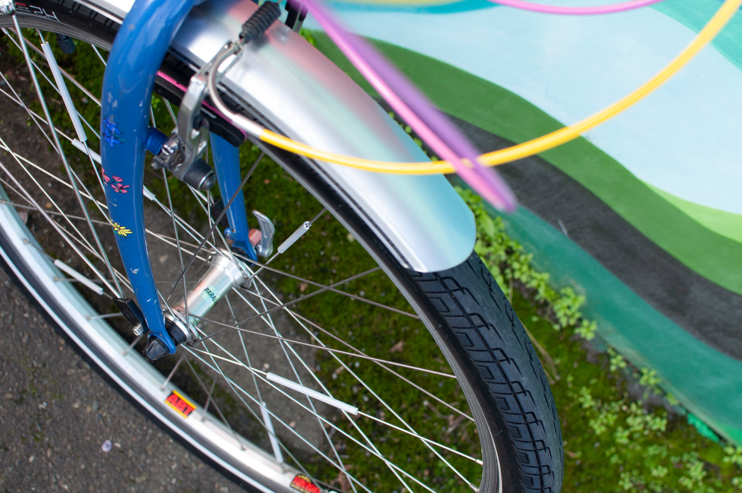 1999 Georgena Terry Flora Commuter Bike, Blue with colorful flowers, 41cm/S