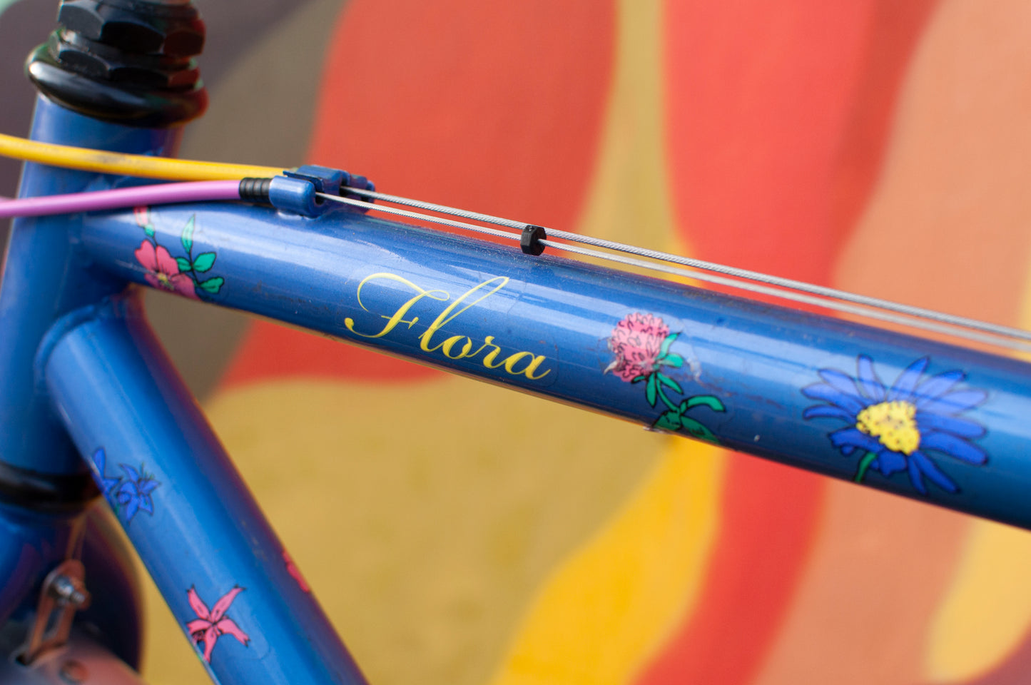 1999 Georgena Terry Flora Commuter Bike, Blue with colorful flowers, 41cm/S