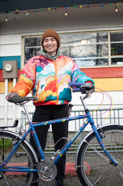 1999 Georgena Terry Flora Commuter Bike, Blue with colorful flowers, 41cm/S