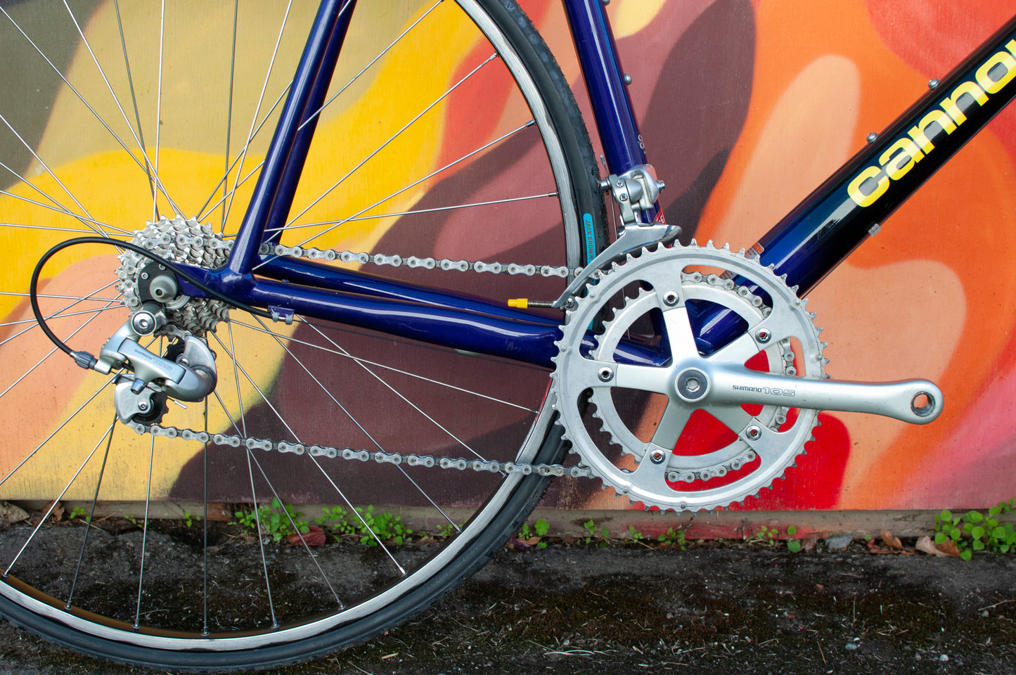 90s Vintage Cannondale Road Bike, Made in USA, Purple, Black & Yellow, 61 cm/XL