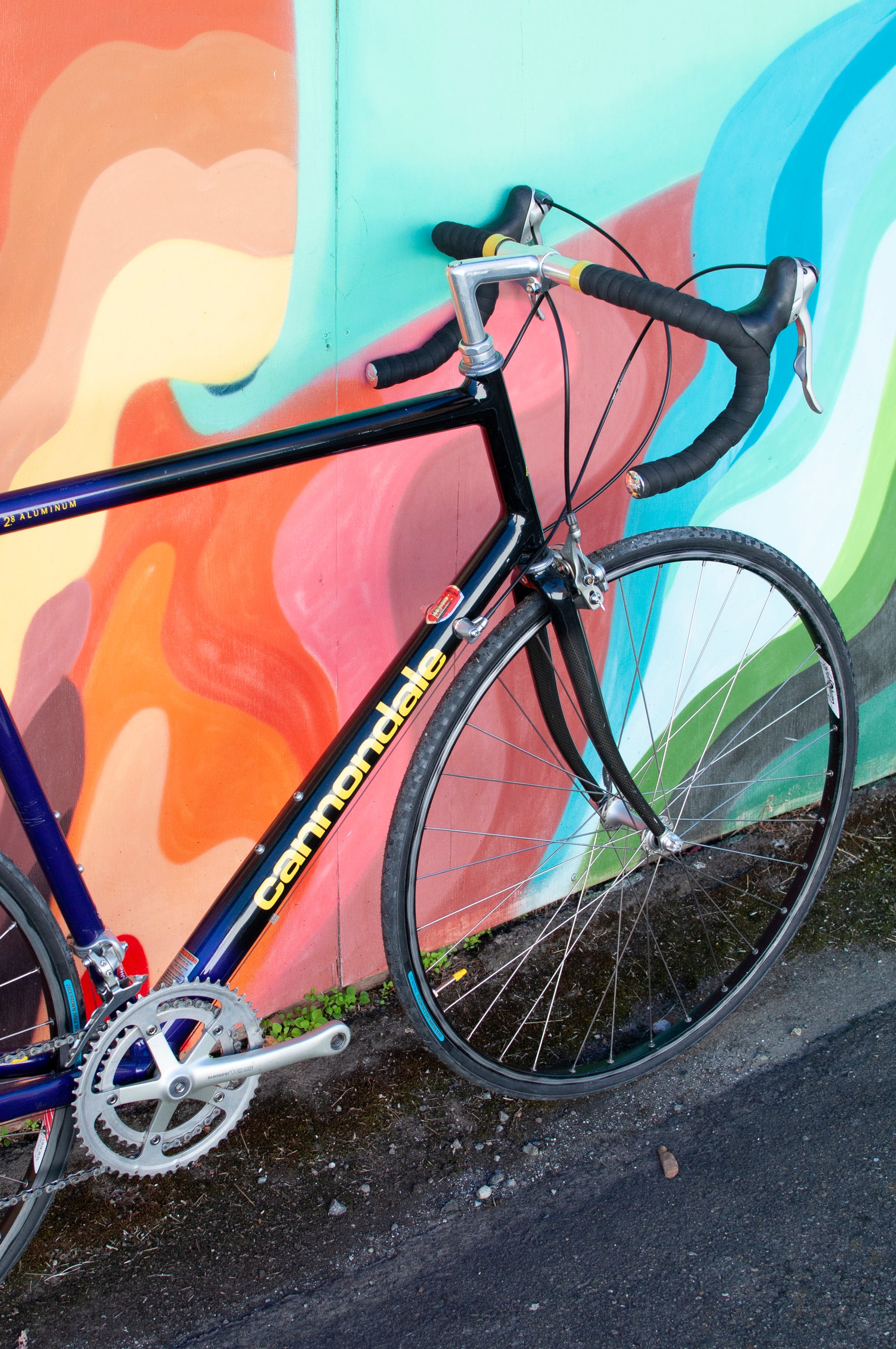 90s Vintage Cannondale Road Bike, Made in USA, Purple, Black