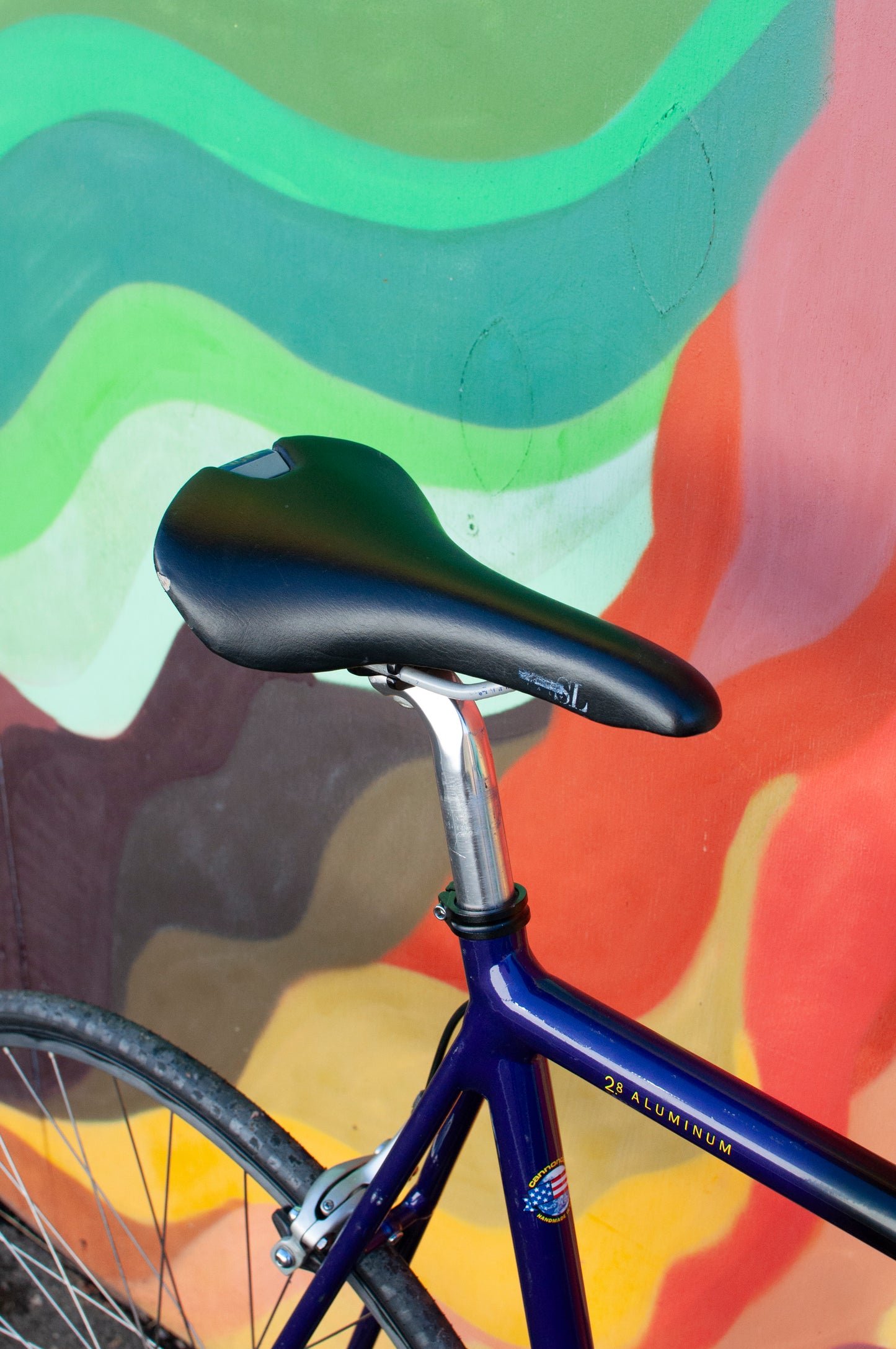 90s Vintage Cannondale Road Bike, Made in USA, Purple, Black & Yellow, 61 cm/XL