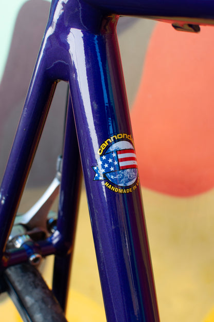 90s Vintage Cannondale Road Bike, Made in USA, Purple, Black & Yellow, 61 cm/XL