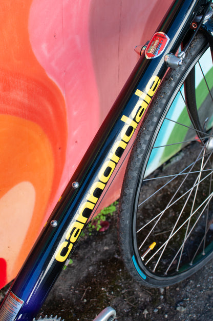 90s Vintage Cannondale Road Bike, Made in USA, Purple, Black & Yellow, 61 cm/XL