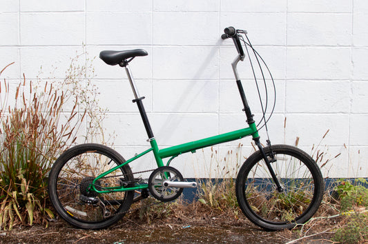 Bike Friday OSATA adjustable size mini velo, green, made in Eugene, OR