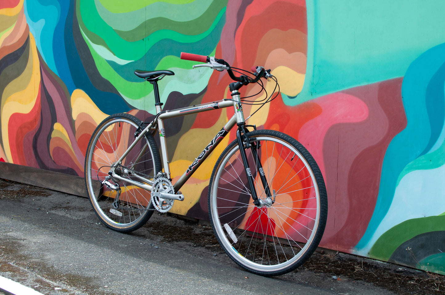 1999 Kona Hoo Ha Aluminum Hybrid Bike, 44cm, Champagne/Black/Red/White