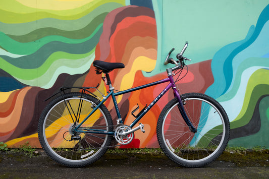 Nishiki Cascade Early 90s MTB, purple & teal, 16in/40cm/XXS